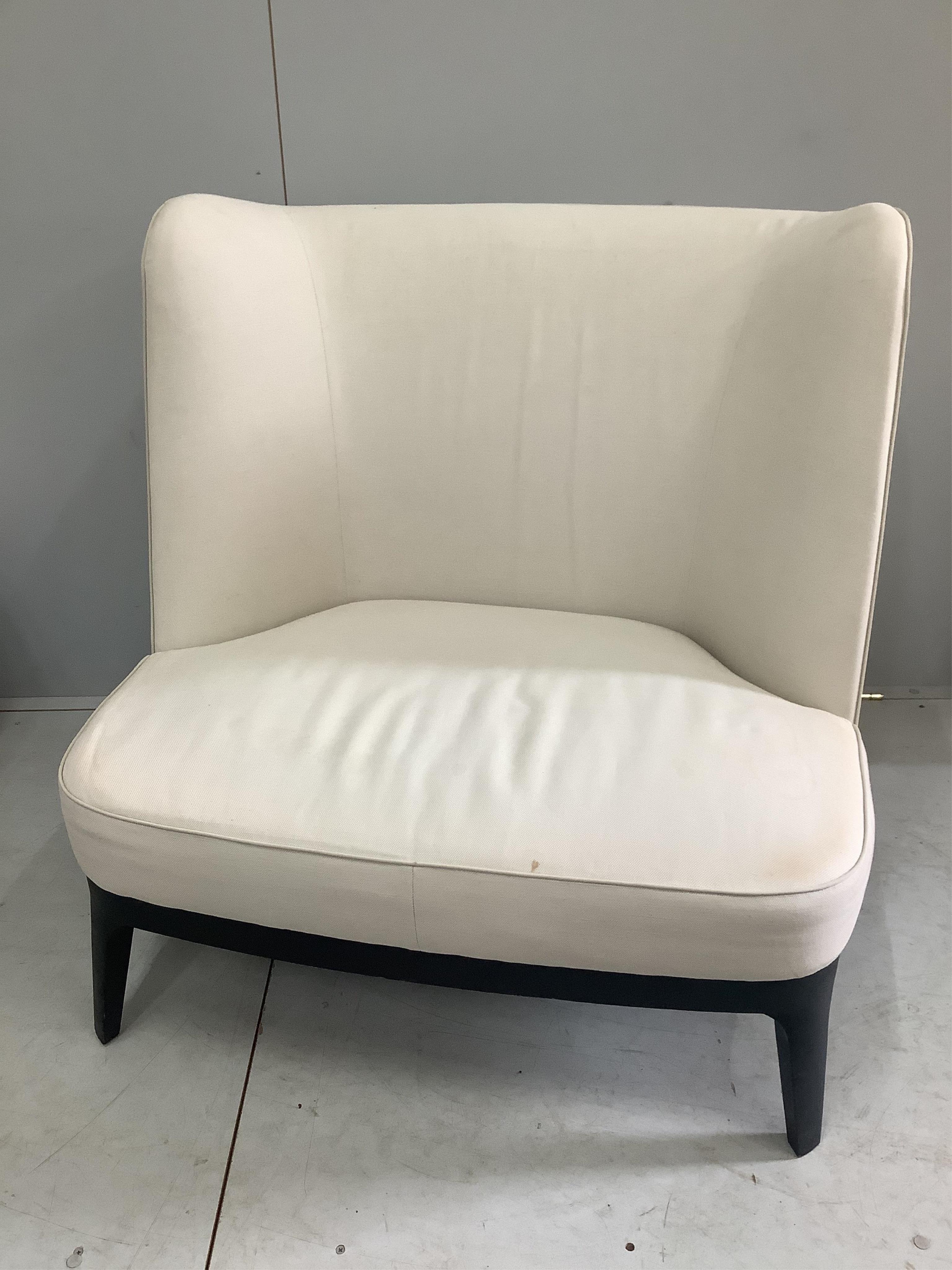 A pair of Contemporary Italian style upholstered chairs, width 94cm, depth 80cm, height 95cm